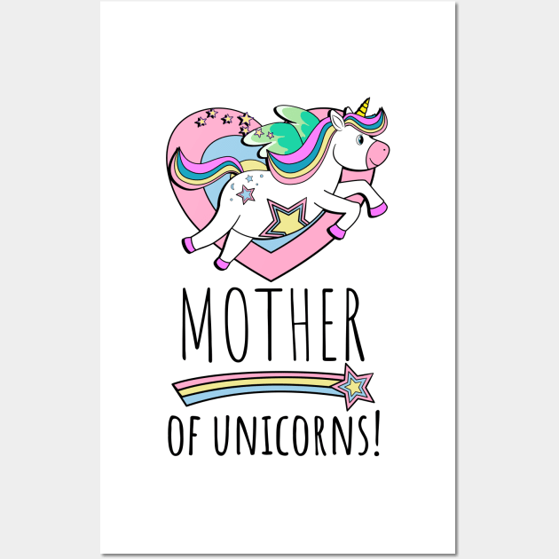 Mother Of Unicorns! Hearts And Stars Wall Art by brodyquixote